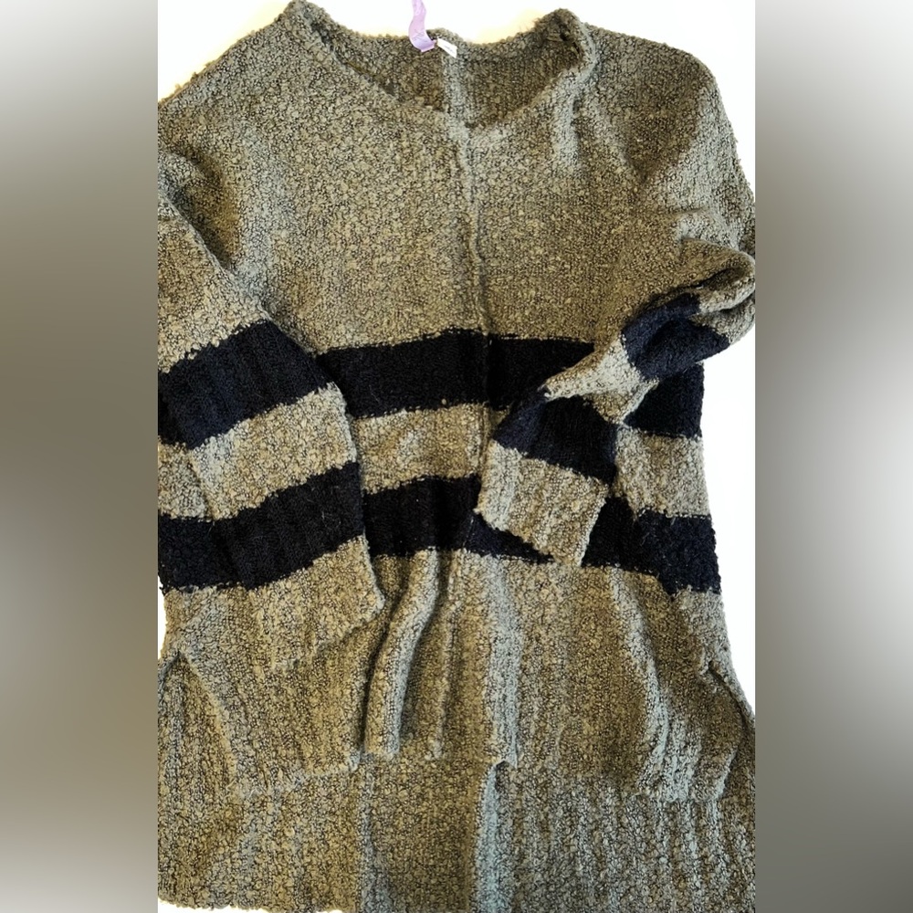 Alya Olive and Black Striped Sweater